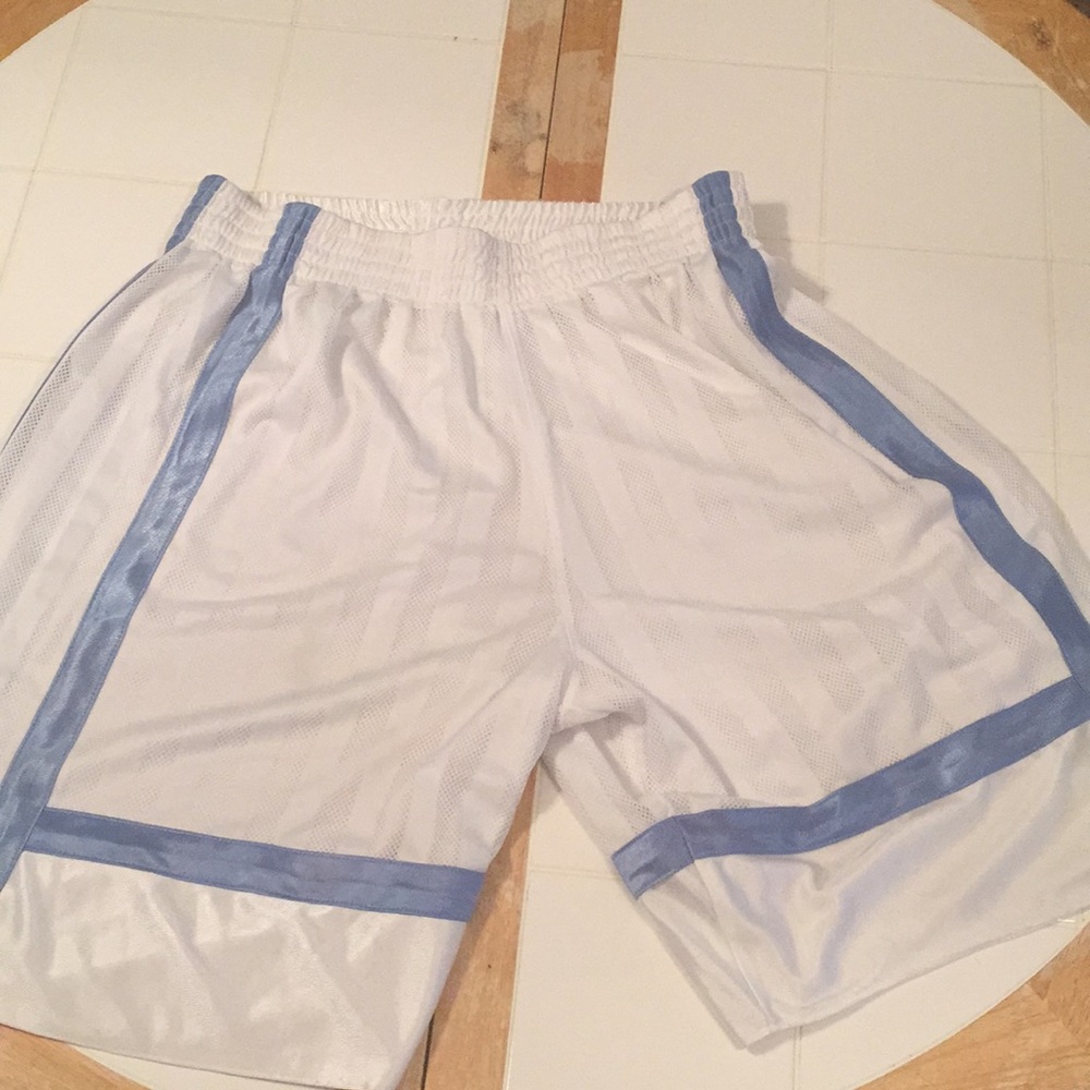 White, Carolina Blue Basketball Shorts Reversible